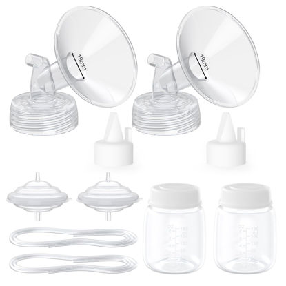 Picture of Paruu Pump Parts Compatible with Spectra S1/S2/9 Plus, Not Original Accessories, Full Set Replacements Include 19mm Flanges, Valves, Backflow Protectors (Duckbills Included), Tubings and Bottles