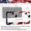 Picture of Patriotic American Flag License Plate Frame Holder - 2 Pack Universal Quality Metal Aluminum Matte Stripe US Flag Gloss Car Plate Frame Covers with 2 Holes and Free Screws Fasteners Caps