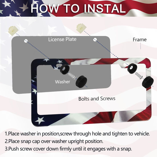 2 Pack American Flag License Plate Frame Holder, Universal - View #10