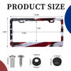 Picture of Patriotic American Flag License Plate Frame Holder - 2 Pack Universal Aluminum Matte Stripe US Flag Gloss Car Plate Frame Covers with 2 Holes and Free Screws Fasteners Caps
