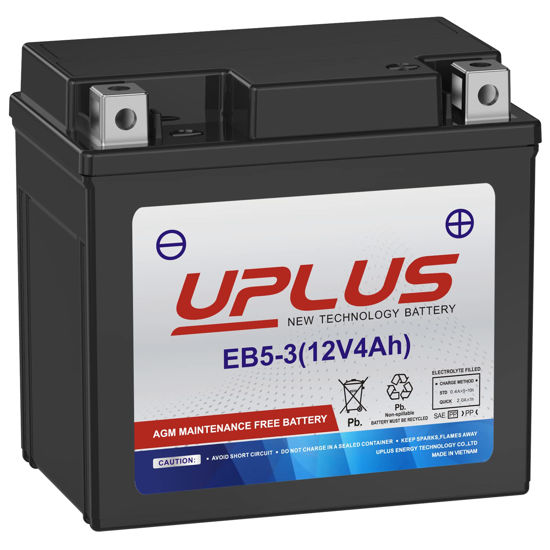 Picture of UPLUS YTX5L-BS ATV Motorcycle Battery, EB5-3 Maintenance Free 12V 4Ah SLA Batteries Scooter AGM Battery, Replacement for GTX5L-BS, ETX5L-BS, CTX5L-BS, BTX5L-BS, PTX5L-BS, AGM12-5