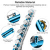 Picture of POGOLAB Flutes, Closed Hole C 16 Keys Flute Instrument, Student Flute for Beginner School Orchestra Band, with Cleaning Kit, Carry Bag, Stand, Strap, Probe Rod, Gloves (Sky Blue)