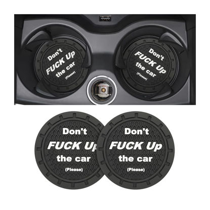 Picture of 8sanlione 2 Pack Car Cup Holder Coasters, 2.75 Inch Non-Slip PVC Insert Cup Coaster, Anti-Scratch Auto Cup Mats for Women Men, Vehicle Interior Accessories Universal for Car, SUV, Truck (C Black/2PCS)