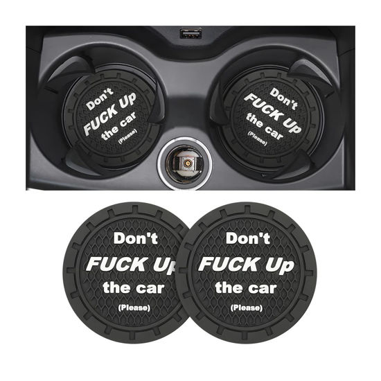Picture of 8sanlione 2 Pack Car Cup Holder Coasters, 2.75 Inch Non-Slip PVC Insert Cup Coaster, Anti-Scratch Auto Cup Mats for Women Men, Vehicle Interior Accessories Universal for Car, SUV, Truck (C Black/2PCS)