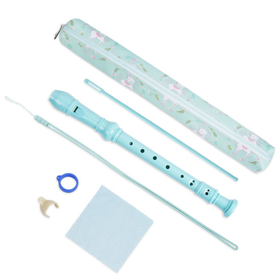 Picture of Haecsfl Recorder Instrument for Beginner Kids Adults,8-Hole Soprano Descant Recorder Music Flute with Cleaning Rod & Case Bag For School Student Home Entertainment(2-Green Unicorn2)
