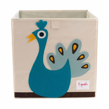 Picture of 3 Sprouts Toy Storage Organizer: Toy Box Cube Organizer for Playroom, Nursery - Foldable Storage Bin - Peacock
