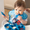 Picture of Bumkins Baby Utensils Set, Chewtensils Silicone Spoons for Dipping, Self-Feeding, Baby Led Weaning, Trainer Learning, First Stage Eating, Soft Practice Fork and Spoon, 6 Months, Batman Blue