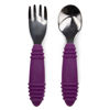 Picture of Bumkins Toddler Utensils, Kids Size Fork and Spoon Set, Silicone and Stainless-Steel Training Silverware, Angled Forks / Sporks for Self-Feeding, Children Hold Learning to Eat, 18 Months Up, Purple