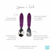 Picture of Bumkins Toddler Utensils, Kids Size Fork and Spoon Set, Silicone and Stainless-Steel Training Silverware, Angled Forks / Sporks for Self-Feeding, Children Hold Learning to Eat, 18 Months Up, Purple