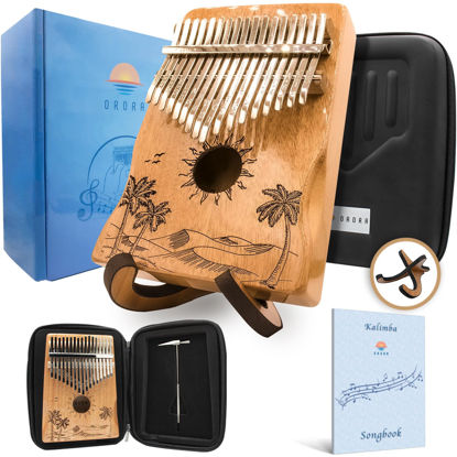 Picture of Orora Kalimba 17 Keys Thumb Piano - Songbook included with 25 Songs - Varnished Wood Musical Instrument - Finger Piano with Protection Case, Stand, Accessories - Unique Gift