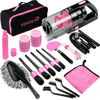 Picture of Viewsun 17pcs Car Cleaning Kit, Pink Car Interior Detailing Kit with High Power Handheld Vacuum, Detailing Brush Set, Windshield Cleaner, Cleaning Gel, Complete Auto Accessories for Women Gift