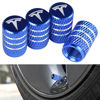Picture of VIHIMAI 4PCS Tire Caps, Aluminum Alloy Valve Stem Cap Decorative Accessory Compatible for Model Y X S 3 (Blue)