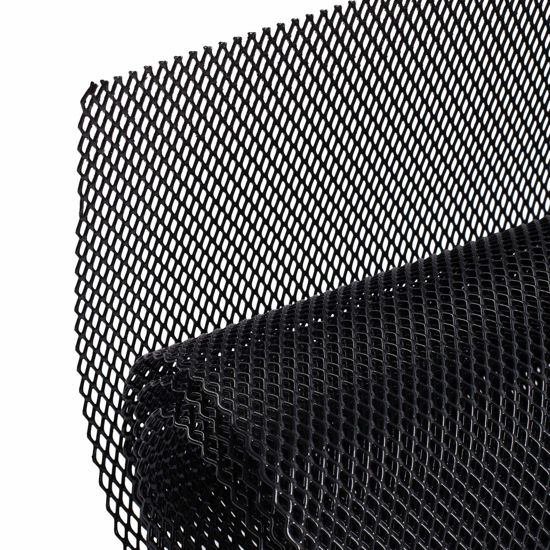 Picture of AggAuto Universal 40"x13" Car Grill Mesh - Aluminum Alloy Automotive Grille Insert Bumper 4x8mm Rhombic Hole, One of the Most Multifunctional Shape Grids 100x33cm Black