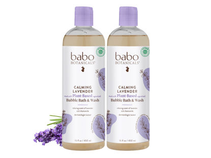 Picture of Babo Botanicals Calming Lavender 2-in-1 Bubble Bath & Wash - Relaxing Chamomile & Lavender - EWG Verified- Vegan- For all ages- Scented with Lavender Essential Oil - 2-Pack