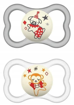 Picture of MAM Air Night Pacifiers, MAM Sensitive Skin Pacifier 6+ Months, Glow in The Dark Pacifier, Best Pacifier for Breastfed Babies, Baby Neutral Pacifiers, 6-16 (Pack of 2)