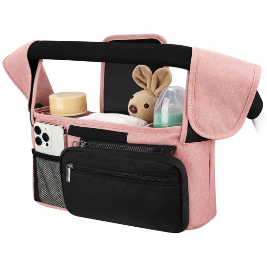 Picture of Accmor Universal Stroller Organizer with Insulated Cup Holder Detachable Phone Bag and Shoulder Strap,Stroller Bag Caddy Organizer Accessories Fits for Uppababy, Baby Jogger, Britax Strollers
