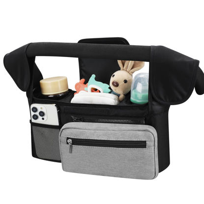 Picture of Accmor Universal Stroller Organizer with Insulated Cup Holder Detachable Phone Bag and Shoulder Strap,Stroller Bag Caddy Organizer Accessories Fits for Uppababy, Baby Jogger, Britax Strollers