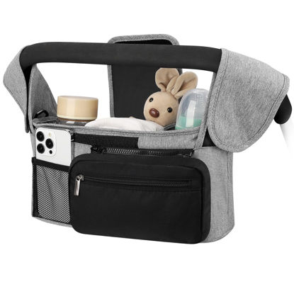 Picture of Accmor Universal Stroller Organizer with Insulated Cup Holder Detachable Phone Bag and Shoulder Strap,Stroller Bag Caddy Organizer Accessories Fits for Uppababy, Baby Jogger, Britax Strollers