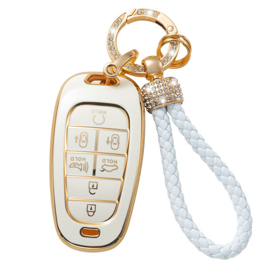 Picture of Gematay for Hyundai Key Fob Cover with Keychain Lanyard, Key Fob Protector Shell Compatible with 2019 2020 2021 Hyundai Sonata Nexo 2022 Hyundai Tucson Keyless Entry Smart Key Case