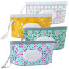 Picture of FEBSNOW 4 Pack Baby Wipe Dispenser, Portable Refillable Wipe Holder, Baby Wipes Container, Wipe Dispenser, Reusable Travel Wet Wipe Pouch (Floral)