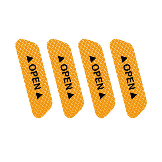 Picture of 4PCS Reflective Open Warning Stickers for Car Door, Night Visibility Auto Safety Prompt Decals, 3.6 Inch Anti-Collision Protective Strip Tape, Car Accessories Universal for Truck, SUV, Van (Yellow)