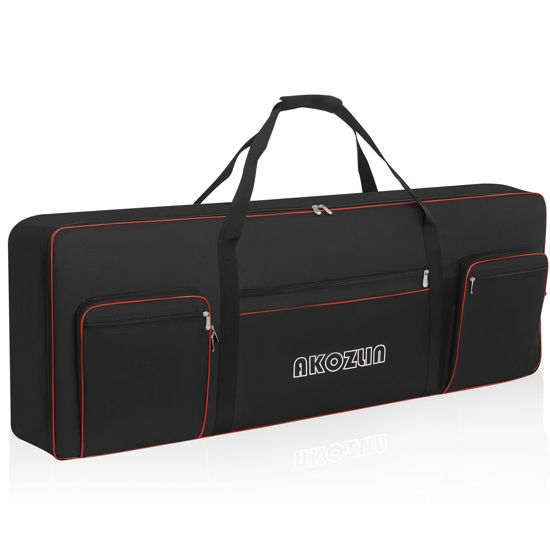 Picture of AKOZLIN 76 Keys Electric Piano Keyboard Gig Bag 47"x6.5"x18.1" Soft 76 Note Keyboards Case With 5-Pocket for Keyboard Accessaries
