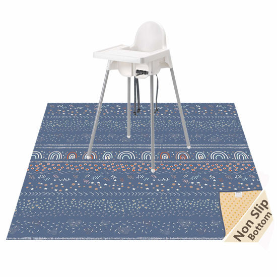 Picture of Splat Mat for Under High Chair/Arts/Crafts, WOMUMON 51" Waterproof Spill Mat Washable Non-Slip Floor Protector Splash Mat, Messy Mat and Table Cloth