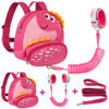 Picture of Accmor Toddler Backpack Harness with Safety Leash, Cute Dinosaur Harnesses with Kids Anti Lost Wrist Link, Mini Child Schoolbag with Wristband Tether Strap and Protection Leashes for Baby Girls (Pink)