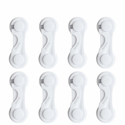 Picture of Child Safety Cabinet Locks, Adoric Baby Child Proof Cabinet Kitchen System, Drawers, Adjustable Strap, No Tools or Drilling and Strong Adhesive (8-Pack White)