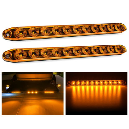 Picture of Nilight 2PCS 16Inch 11 LED Amber Trailer Marker ID Bar Stop Brake Turn Signals Tail Light DOT Compliant IP65 Waterproof for Truck Trailer, 2 Years Warranty