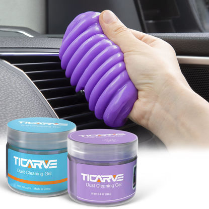 Picture of TICARVE 2Pack Cleaning Gel for Car Cleaning Putty Car Slime for Cleaning Car Detailing Putty Detail Tools Car Interior Cleaner Automotive Car Cleaning Kits Keyboard Cleaner Blue Purple (320g/11.2oz)