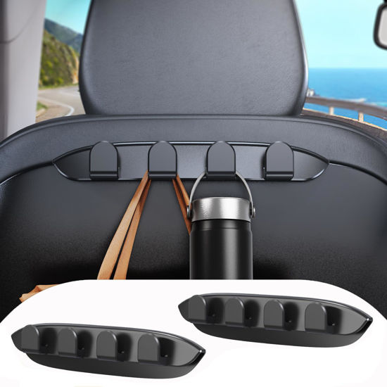 Picture of DICMKY 2 Pack Car Seat Hooks for Tesla Model Y Model 3 Accessories 2024 2023 2022 2021, Purse Hanger for Car, Automotive Seat Back Organizers for Purses and Bags, Handbag Backpack Grocery Bag Holder