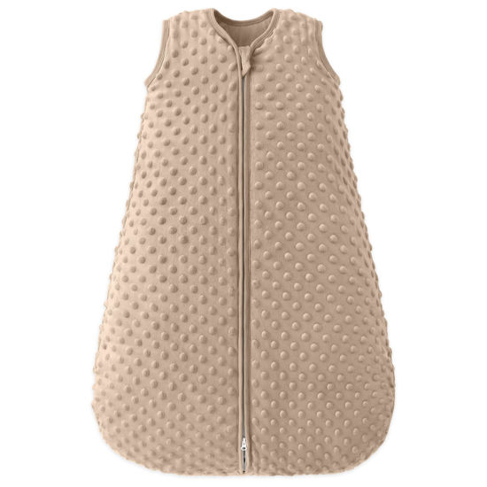 Picture of FILLEEP Fleece Baby Sleep Sack 12-18 Months 2.5 Tog with Plush Dots, Winter Baby Wearable Blanket for Infant Toddler Sleeping Sack 2-Way Zipper Warm Sleep Sack, Coffee
