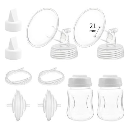 Picture of Momstouch Pump Parts Compatible with Spectra S1/S2/9 Plus, Not Original Accessories, Full Set Replacements Include 21mm Flange, Duckbill Valve, Backflow Protector, Tubing and Bottle