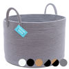 Picture of OrganiHaus Gray Extra Large Blanket Basket for Living Room 20x13 | Large Woven Baskets for Storage | Baby Laundry Basket | Soft Cotton Rope Basket with Handles | Baby Toy Baskets Storage for Kids