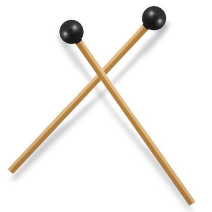 Picture of Luomorgo 2 Pcs Glockenspiel Mallets, Xylophone Mallets Rubber Bell Mallets Percussion, 7.7 Inch Drumsticks for Bell Stick, Tongue Drum Mallets
