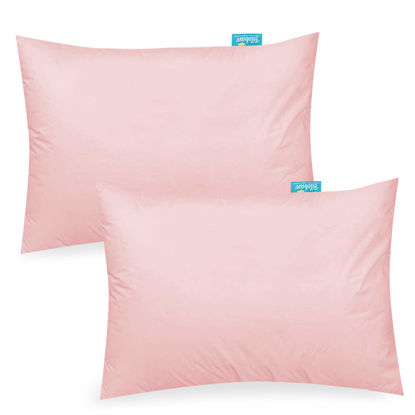 Picture of Biloban Organic Cotton Toddler Pillowcase 2 Pack, (Pillowcase Only) Kids Pillowcase for Sleeping Fit Pillow Sized 13"x 18" or 14"x19", Envelope Travel Pillowcase for Girl Boy, Pink