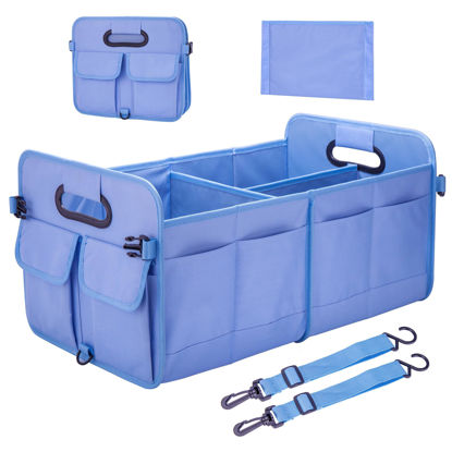Picture of Trunk Organizer SUV, Car Storage Organizer Trunk, NOT-FLIMSY ANTI-SLIDE 75L Collapsible Stylish Spacious Sturdy Trunk Organizer for Grocery/Nurse Visiting/Car Accessories/Sport Gears, Light Blue-A