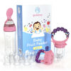 Picture of Baby Fruit Feeder Pacifier - 3 Pack | 2 Frozen Fruit Teething Pacifier & 1 Baby Food Spoon Feeder | Baby Silicone Feeder Pacifier | Teething Feeder, Baby Food Feeder Fruit Pacifier (Pink)