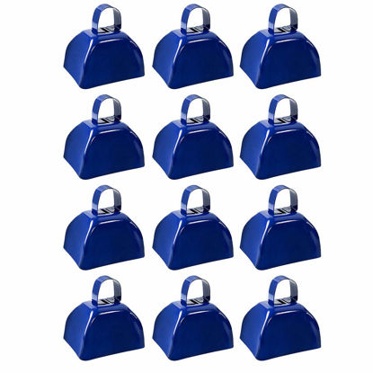 Picture of 12 PCS Metal Cowbell with Handle, FOVERN1 Blue Cowbell Bulk 3 Inch, Mini Bells, Noise Makers for Football Games, Sporting Events, New Year’s Eve, Celebrating and More