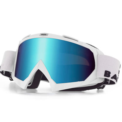 Picture of BATFOX Motorcycle ATV Goggles Dirt Bike Motocross Safety ATV Tactical Riding Motorbike Glasses Goggles for Men Women Youth Fit Over Glasses UV400 Protection Shatterproof (blue/white black)