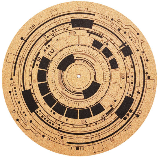 Picture of TazStudio Premium slipmat - Cork Turntable Mat [4mm Thick] for Better Sound Support on Vinyl LP Record Player - Cork mat Original Geometric Design Psychedelic Geometric Analog Art-m9