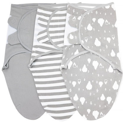 Picture of Bublo Baby Swaddles for Newborns - 3 Pack Organic Baby Swaddles 3-6 Months - 3-6-Month swaddles -Baby Swaddle Sleep Sack - Infant Swaddle Sleeping Sack - Baby Swaddle Blanket Wrap (White Grey)