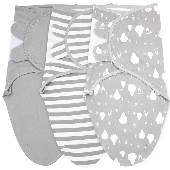 Picture of Bublo Baby Swaddles for Newborns - 3 Pack Organic Baby Swaddles 3-6 Months - 3-6-Month swaddles -Baby Swaddle Sleep Sack - Infant Swaddle Sleeping Sack - Baby Swaddle Blanket Wrap (White Grey)