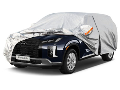 Picture of Kayme 6 Layers SUV Car Cover Custom Fit for Hyundai Palisade (2019-2024) Waterproof All Weather for Automobiles, Outdoor Full Cover Rain Sun UV Protection.Silver