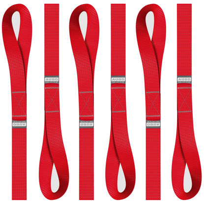 Picture of Soft Loop Tie Down Straps - 1,500 Load Capacity & 4,500 Lbs Breaking Strength - 6 Pack - Loops for Securing ATV, UTV, Motorcycles, Scooters, Dirt Bikes, Lawn & Garden Equipment - by AUGO