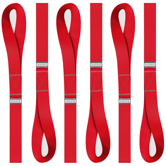 Picture of Soft Loop Tie Down Straps - 1,500 Load Capacity & 4,500 Lbs Breaking Strength - 6 Pack - Loops for Securing ATV, UTV, Motorcycles, Scooters, Dirt Bikes, Lawn & Garden Equipment - by AUGO