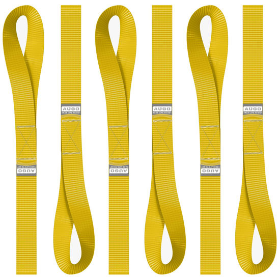 Picture of Soft Loop Tie Down Straps - 1,500 Load Capacity & 4,500 Lbs Breaking Strength - 6 Pack - Loops for Securing ATV, UTV, Motorcycles, Scooters, Dirt Bikes, Lawn & Garden Equipment - by AUGO