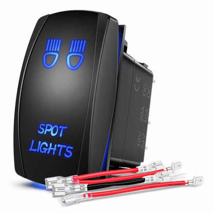 Picture of Nilight SPOT Lights Rocker Switch Led Light Bar Switch 5Pin Laser On/Off switches 20A/12V 10A/24V Switch with Jumper Wires Set for Cars,Trucks,RVs,2 Years Warranty