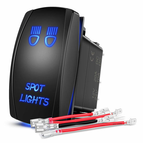 Picture of Nilight SPOT Lights Rocker Switch Led Light Bar Switch 5Pin Laser On/Off switches 20A/12V 10A/24V Switch with Jumper Wires Set for Cars,Trucks,RVs,2 Years Warranty